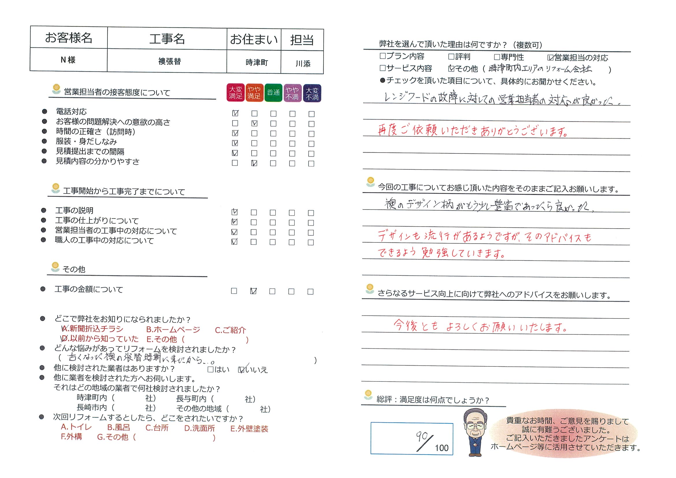 時津町　Ｎ様邸　襖張替