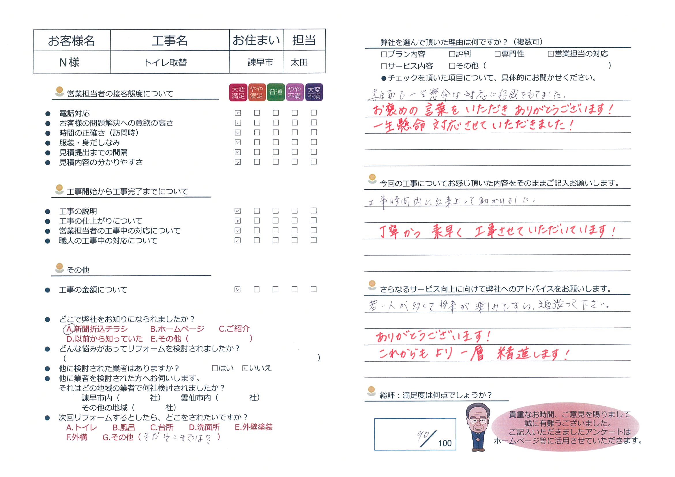 諫早市　Ｎ様邸　トイレ取替