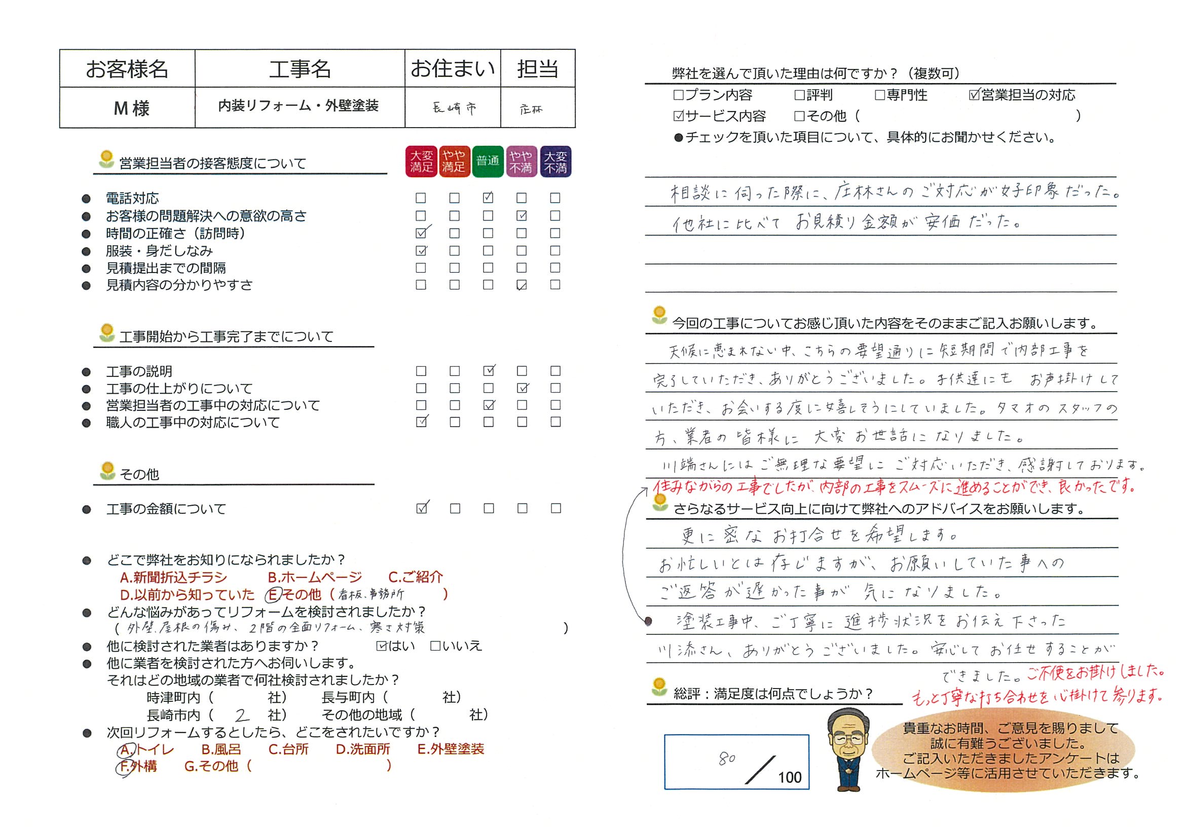 長崎市　Ｍ様邸　内装リフォーム・外壁塗装