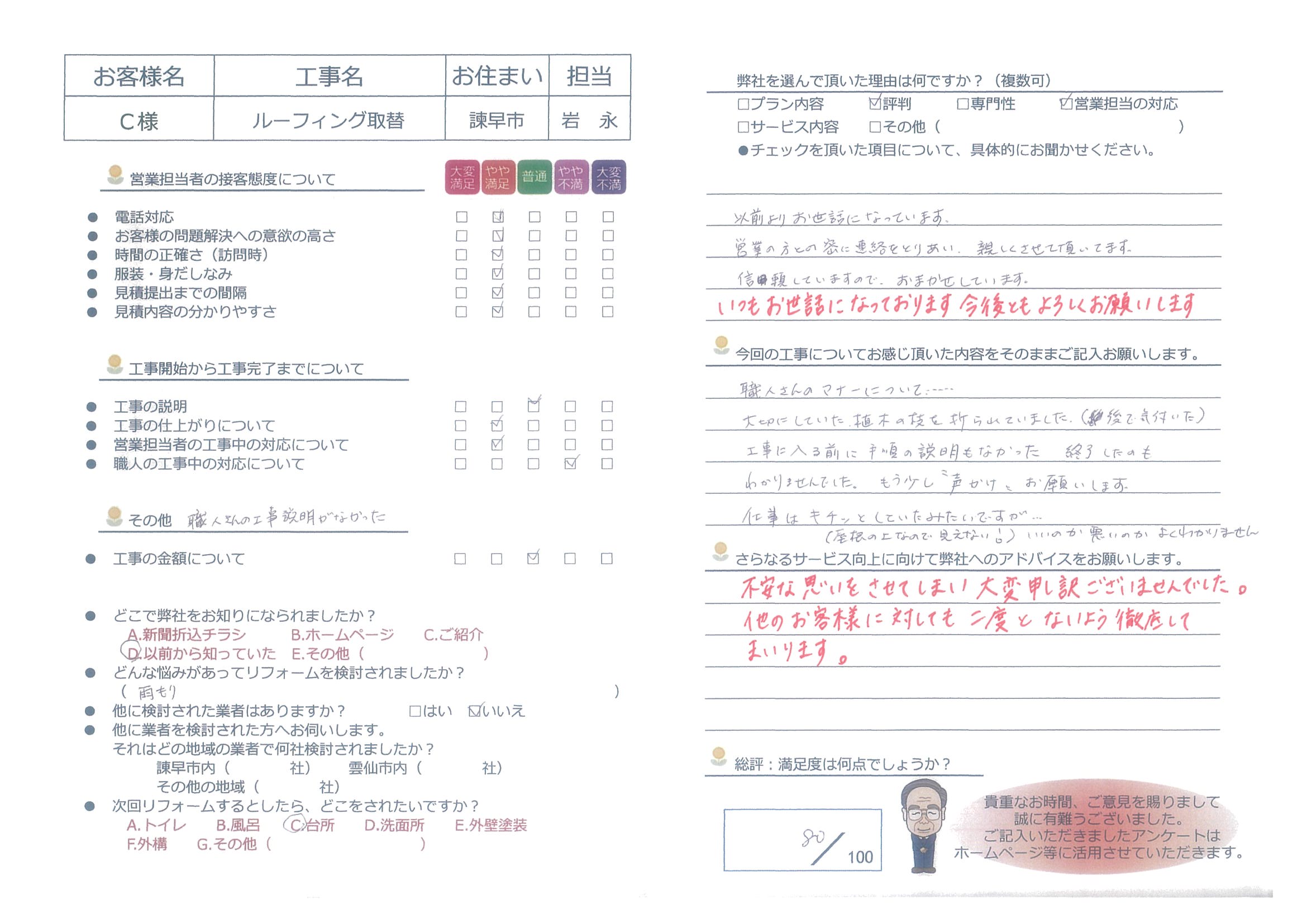 諫早市　C様邸　ルーフィング取替