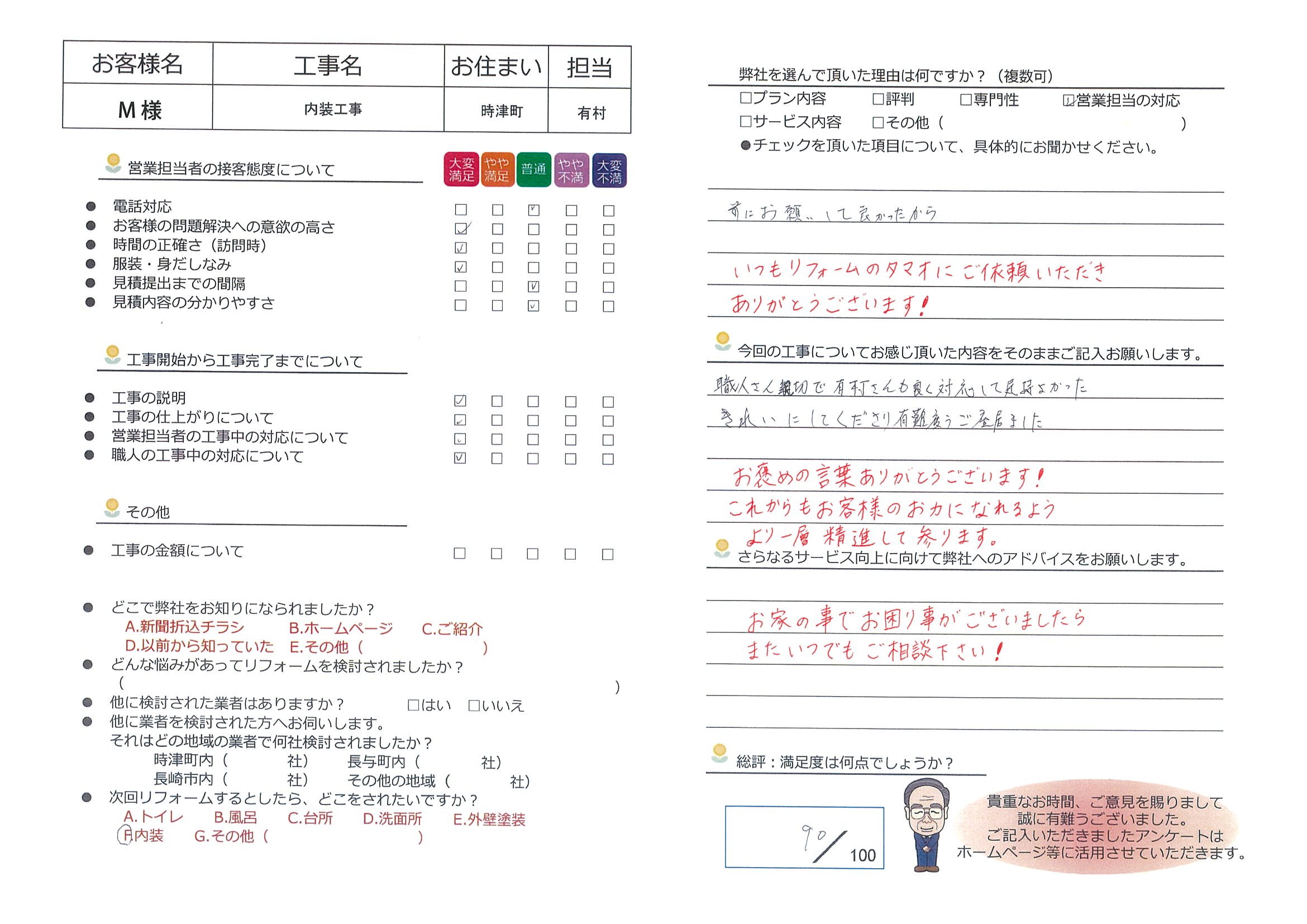 時津町　Ｍ様邸　内装工事